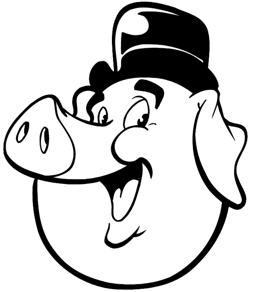 Pig's head wearing a butcher's hat vinyl sticker. Customize on line.      Butchers 016-0132  